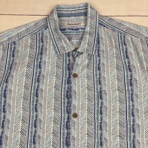 Tommy Bahama Silk Hawaiian Shirt Geometric Mens XL